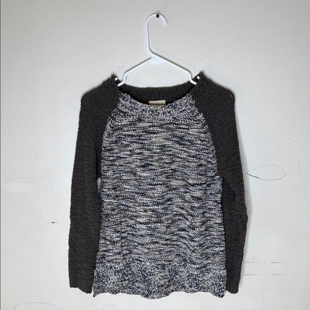 Project Cotton Blend Knit Scoop Neck Gray and White Sweater Size Small
